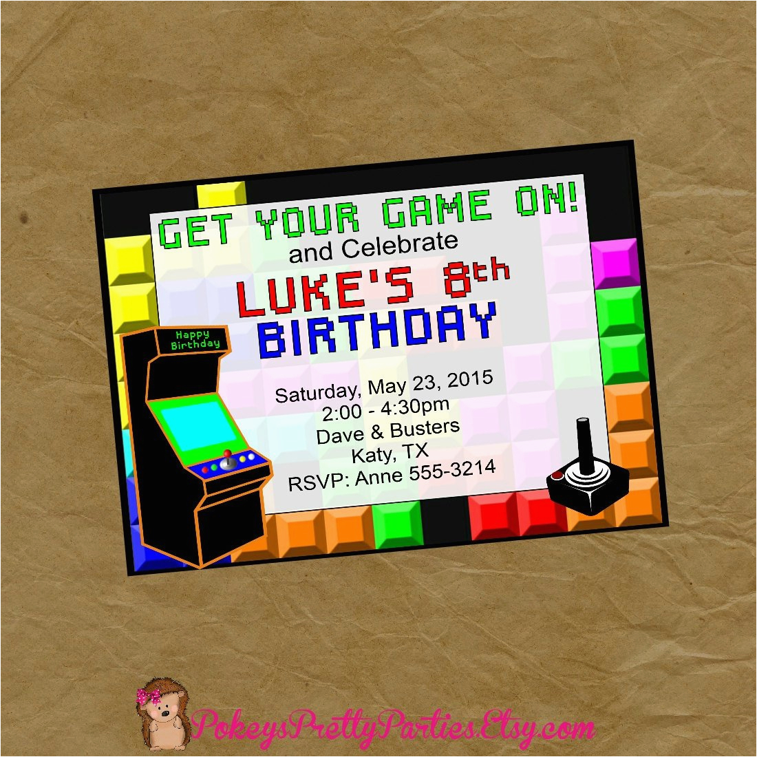 Arcade Birthday Invitations Arcade Birthday Party Invitation Invite Video Game Digital