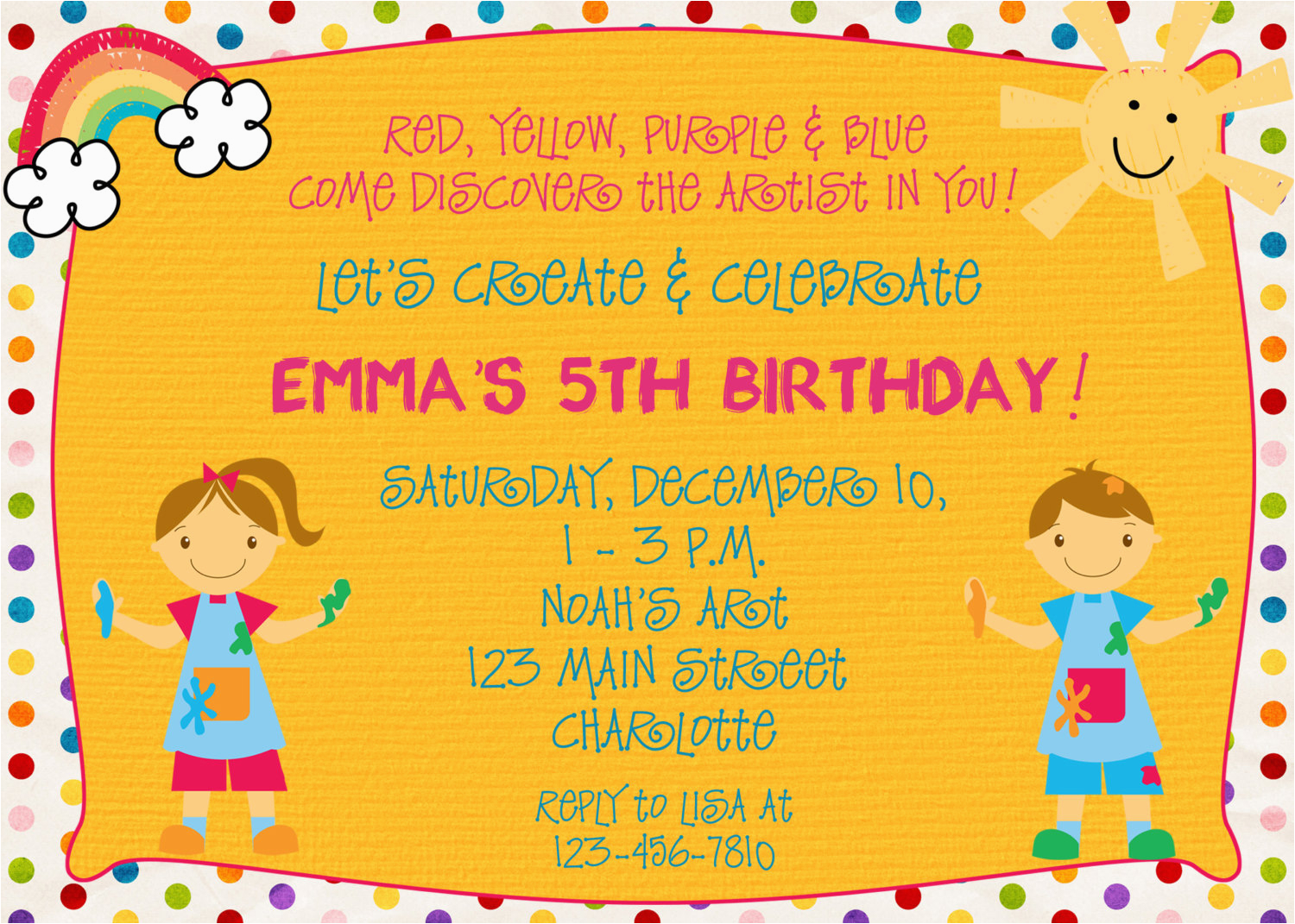 Arts and Crafts Birthday Party Invitations Arts and Crafts Birthday Party Invitations Free