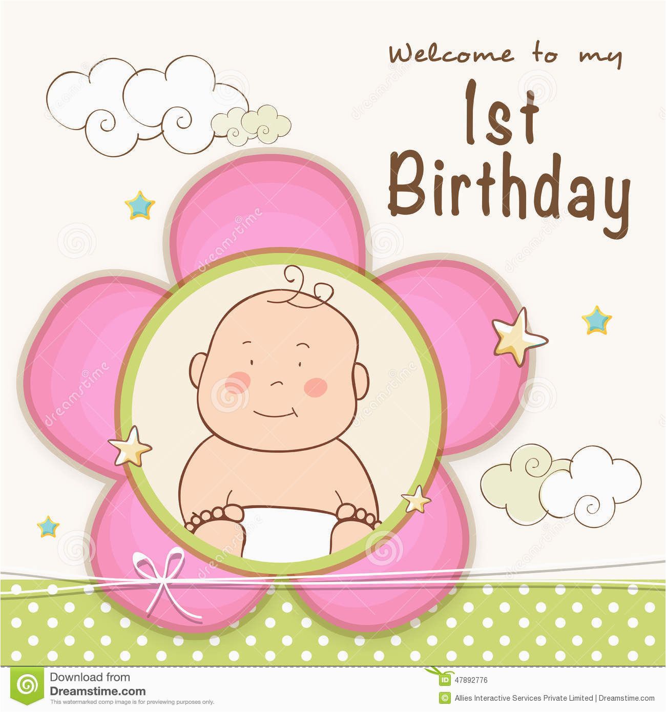 Baby First Birthday Cards Design 1st Birthday Invitation Card Design Stock Illustration