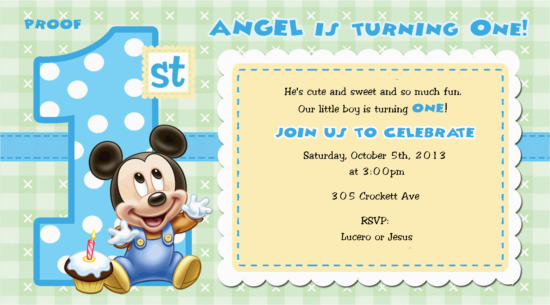 Baby Mickey First Birthday Invitations Mickey Mouse 1st Birthday Invitations for Girls and Boys