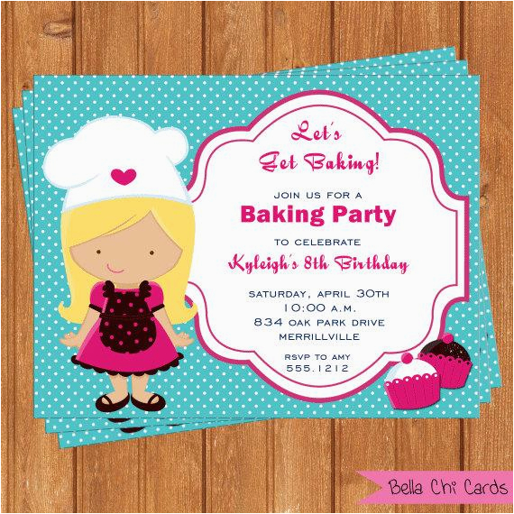 Baking Birthday Party Invitations Free Baking Party Invitation Kids Birthday Printable