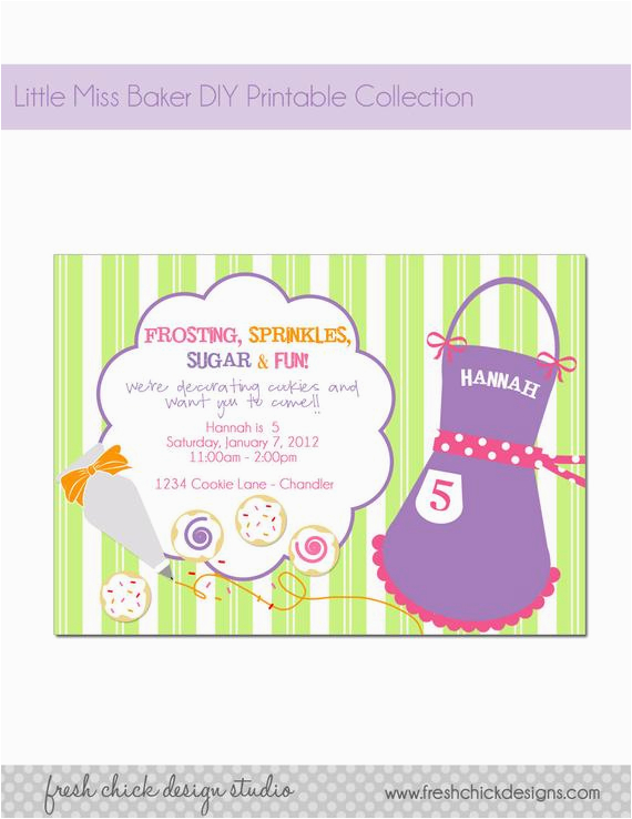 Baking Birthday Party Invitations Free Items Similar to Printable Party Invitation Cookie