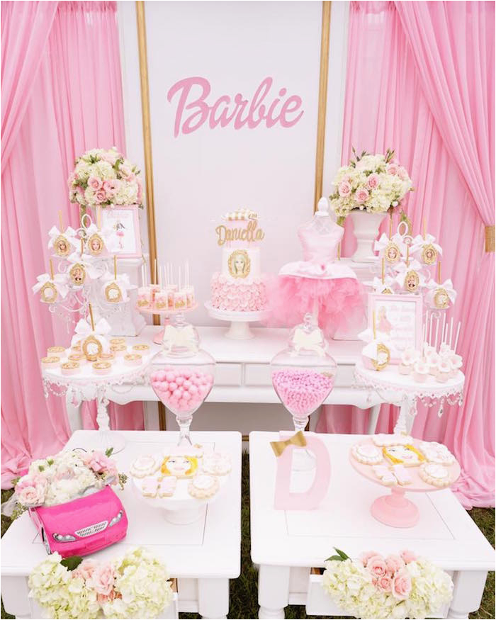 Barbie Birthday Decorations Ideas Kara 39 S Party Ideas Pink Glam Barbie Birthday Party Kara