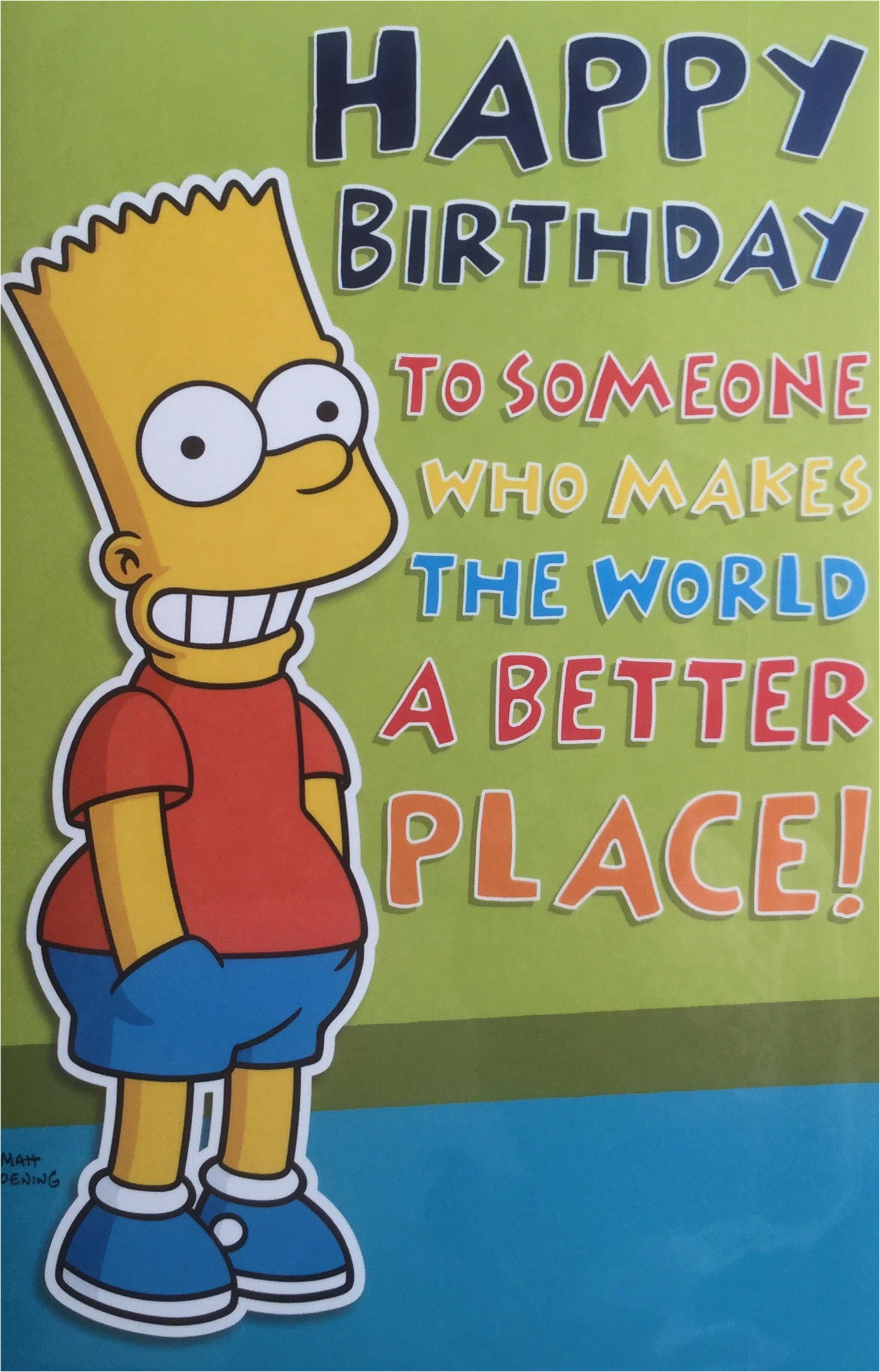 Bart Simpson Birthday Card Paul 39 S Party Zone Bart Simpson Happy Birthday Greeting Card