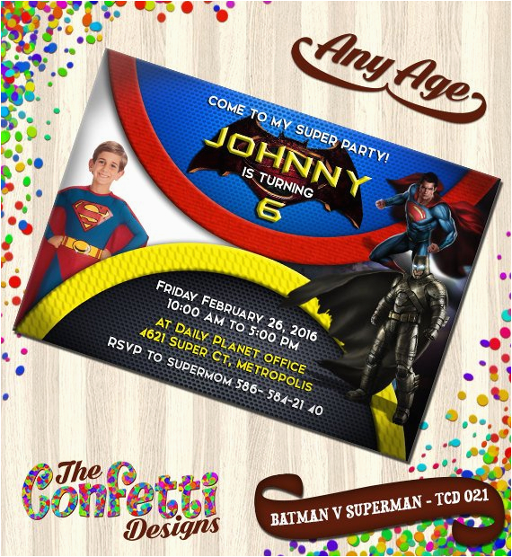 Batman Vs Superman Birthday Party Invitations Batman Vs Superman Invitations Batman Vs Superman Birthday