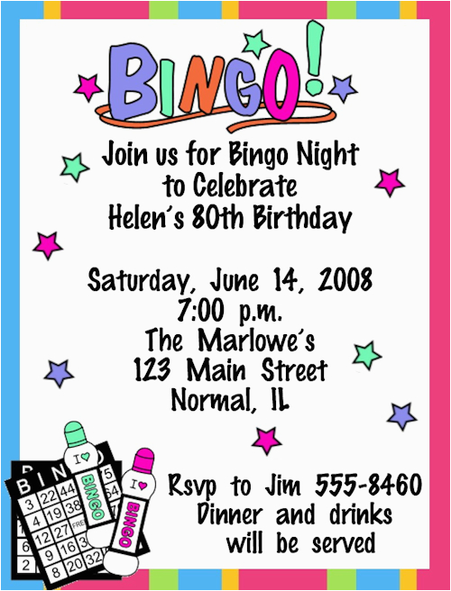 Bingo Birthday Invitations Bingo Game Night Birthday Invitations