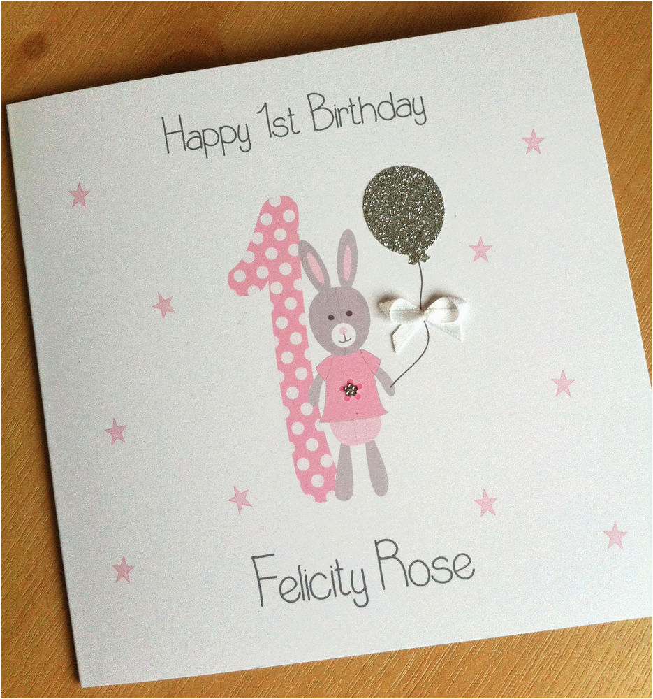 Birthday Card Delivery Uk Handmade Personalised 1st Birthday Card Girls First Fast