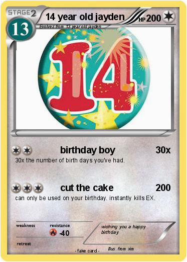 Birthday Card for 14 Year Old Boy Pokemon 14 Year Old Jayden Birthday Boy My Pokemon Card