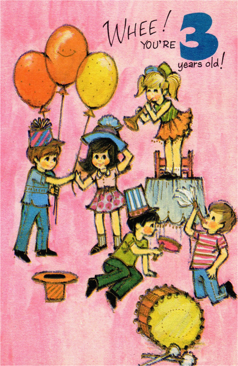 Birthday Card for 3 Year Old Boy Birthday Card for Child Three 3 Year Old by Vintagepartypaper