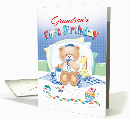 Birthday Card for Grandson 1st Birthday Grandson 39 S 1st Birthday Boy Teddy Pillows Giraffe Card Birthday Card for Grandson 1st Birthday Grandson 39 S 1st Birthday Boy Teddy Pillows Giraffe Card