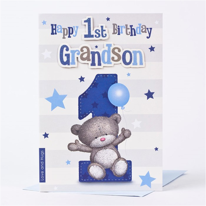 Birthday Card for Grandson 1st Birthday Hugs 1st Birthday Card Grandson Only 1 49