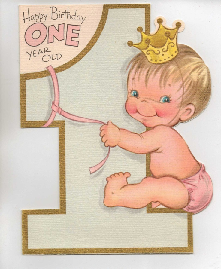 Birthday Card for One Year Old Baby Girl 1950s Happy Birthday One Year Old Birthdays Happy and