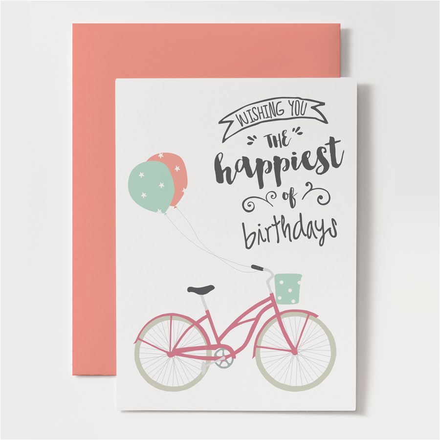 Birthday Card for Printing Printable Birthday Card Bicycle with Balloons Birthday Card for Printing Printable Birthday Card Bicycle with Balloons