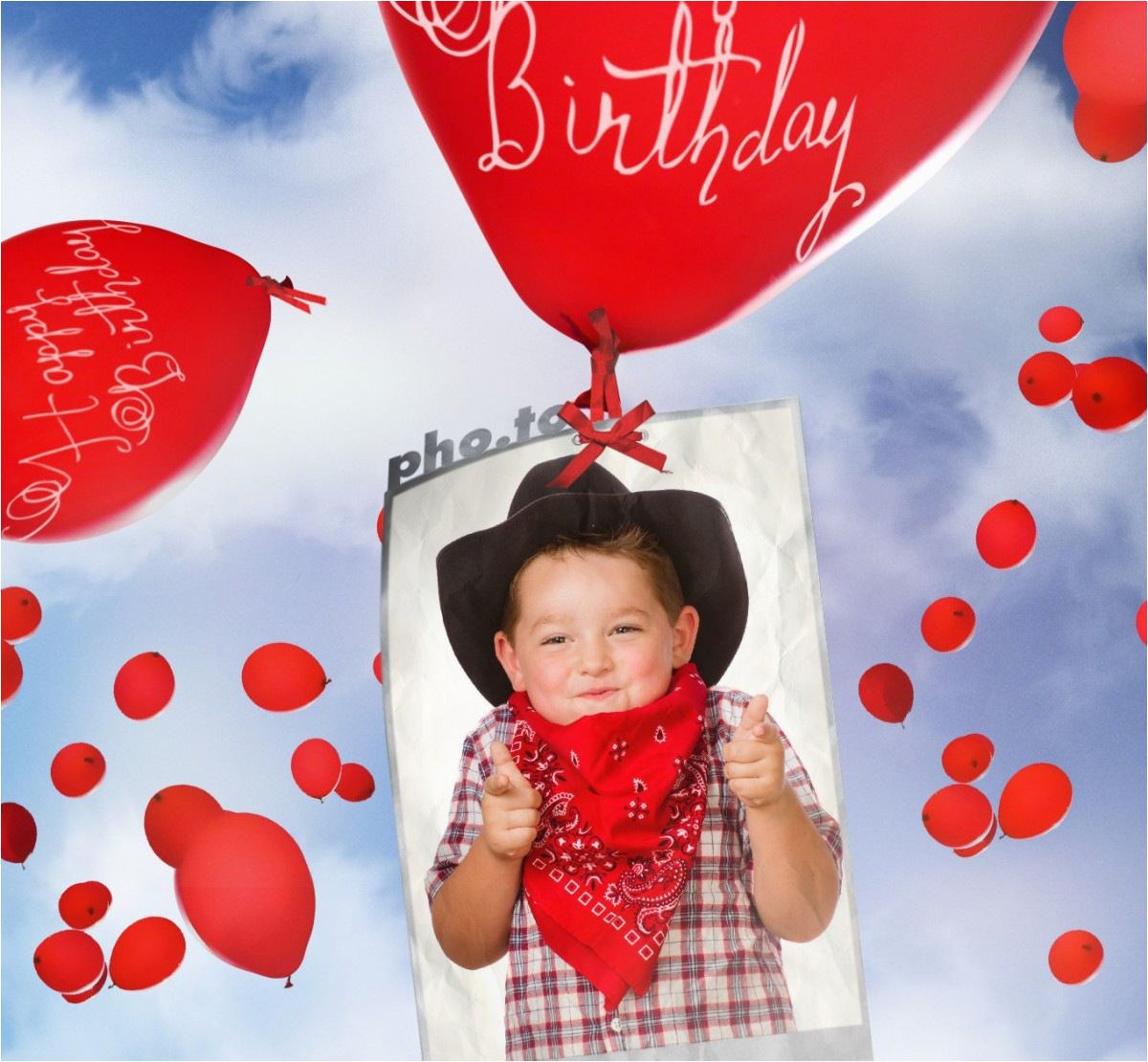 Birthday Card Maker with Picture Birthday Card with Flying Balloons Printable Photo Template