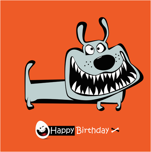 Birthday Cards Cartoon Character Funny Cartoon Character with Birthday Cards Set Vector 03