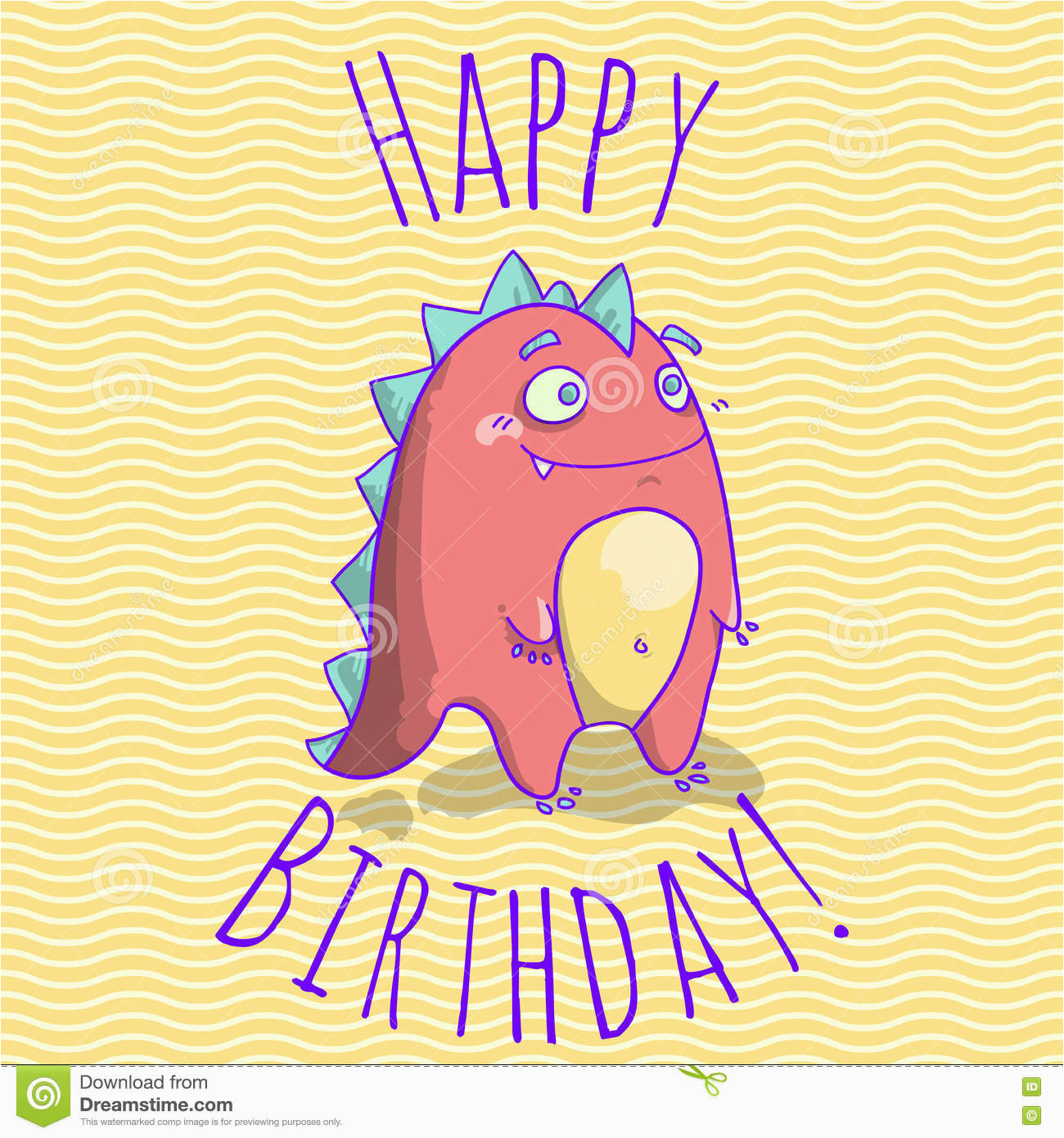 Birthday Cards Cartoon Character Happy Birthday Card Template for Children with Funny