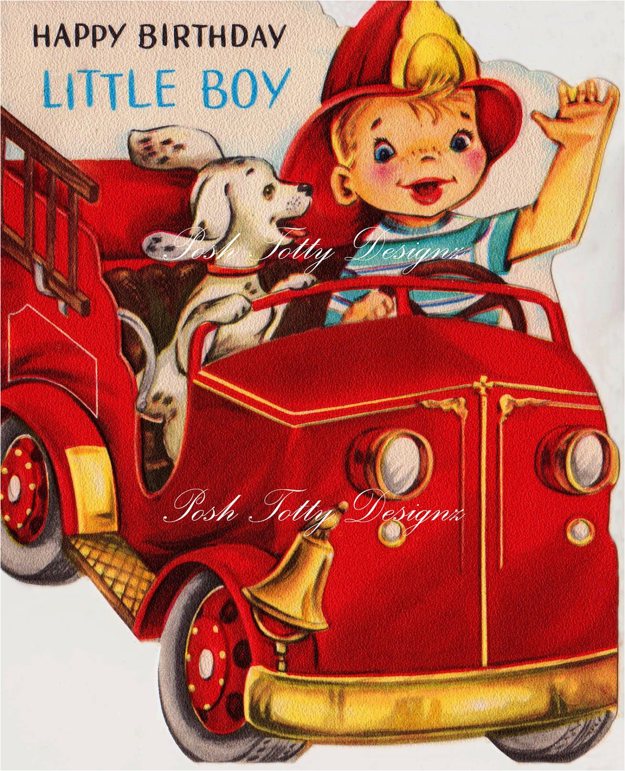 Birthday Cards for Little Boys 1950s Happy Birthday Little Boy Fire Chief Vintage Greetings