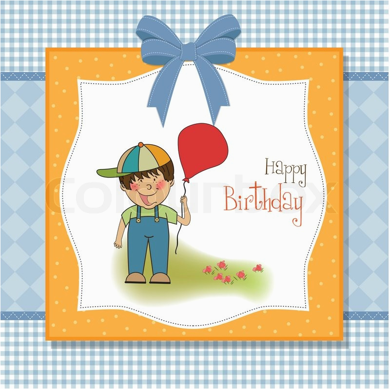 Birthday Cards for Little Boys Birthday Greeting Card with Little Boy Stock Vector