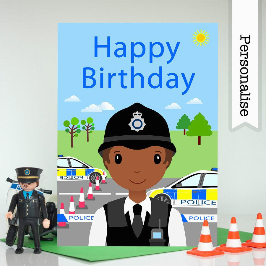 Birthday Cards for Police Officers Police Officer Firefighter Birthday Card Personalised Kids