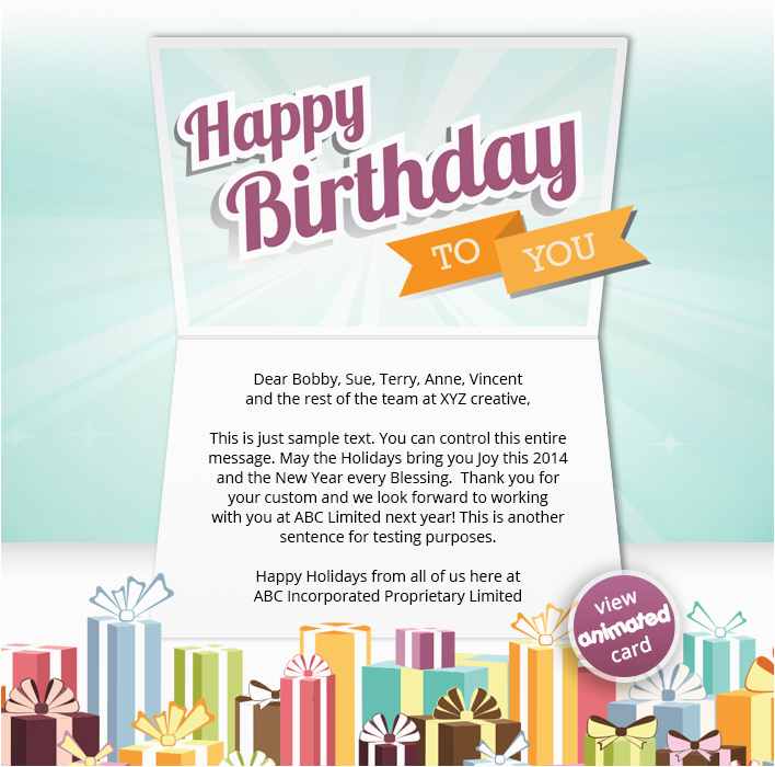 Birthday Cards Sent by Email Corporate Birthday Ecards Employees Clients Happy