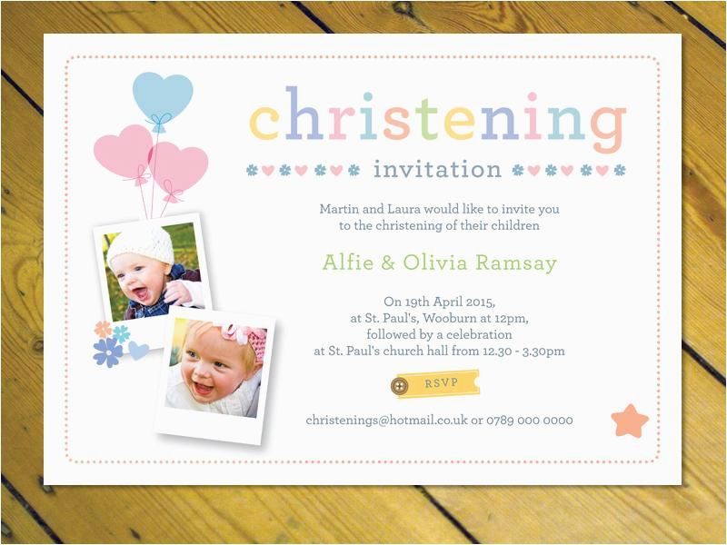 Birthday Christening Joint Invitations Personalised Joint Christening Naming Day Baptism