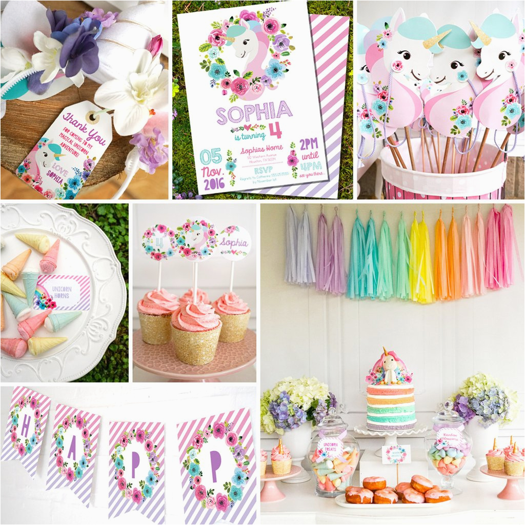 Birthday Decoration Items Online Unicorn Birthday Party Decorations Watercolor Floral