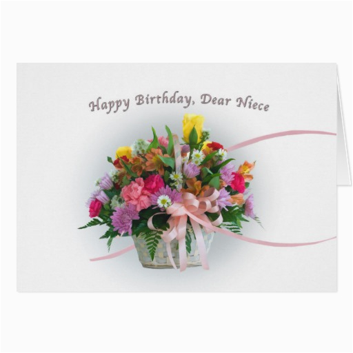 Birthday Flowers for Niece Birthday Niece Flowers In A Basket Greeting Card Zazzle