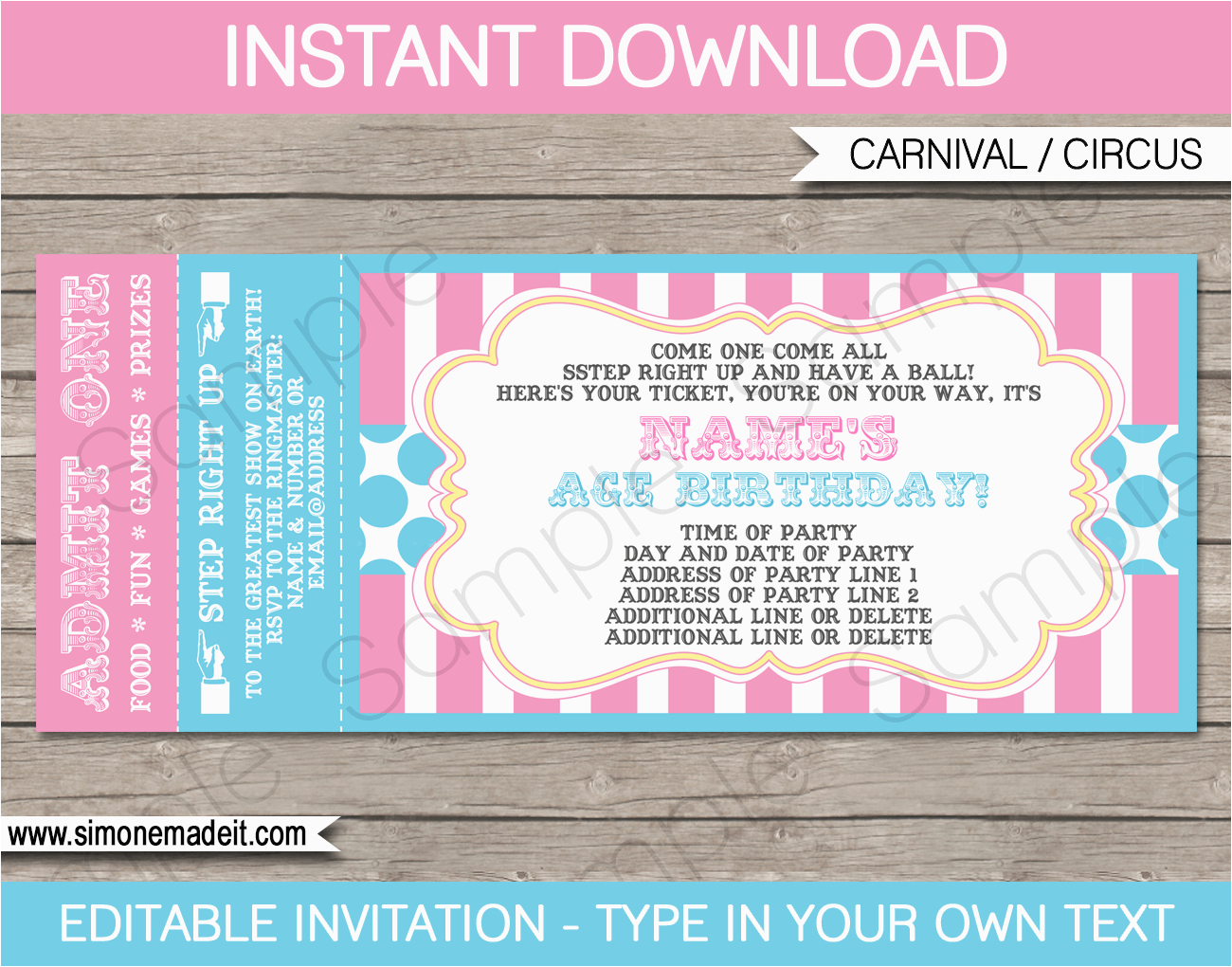 Birthday Invitation Ticket Template Carnival Ticket Invitations Template Carnival Circus Birthday Invitation Ticket Template Carnival Ticket Invitations Template Carnival Circus