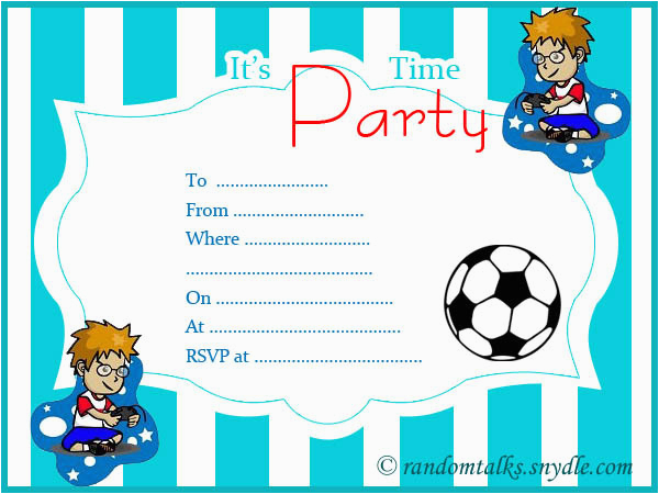 Birthday Invites for Boys Free Printable Birthday Invitations Random Talks