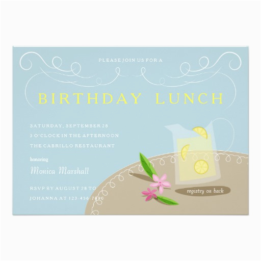 Birthday Lunch Invite Birthday Luncheon Lemonade Pitcher Invitation Zazzle