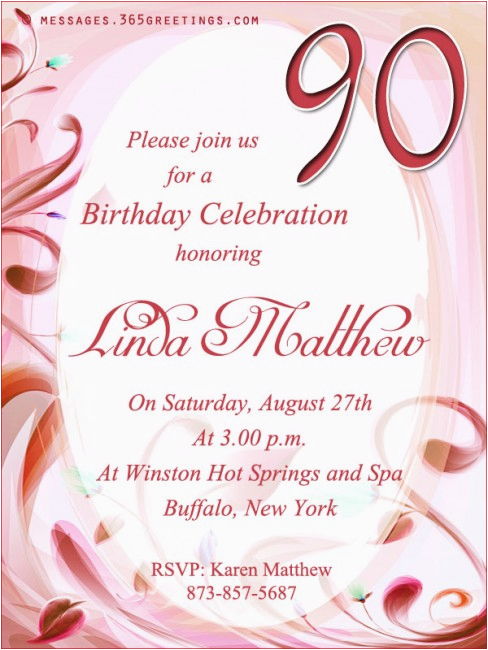 Birthday Party Invitation Quotes 90th Birthday Invitation Wording 365greetings Com