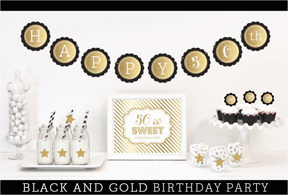 Black and Gold 50th Birthday Decorations Black and Gold Party Decorations 50th Birthday Party