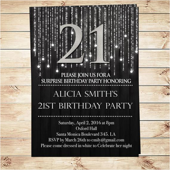 Black and Silver Birthday Invitations Items Similar to Elegant Black and Silver 21st Birthday