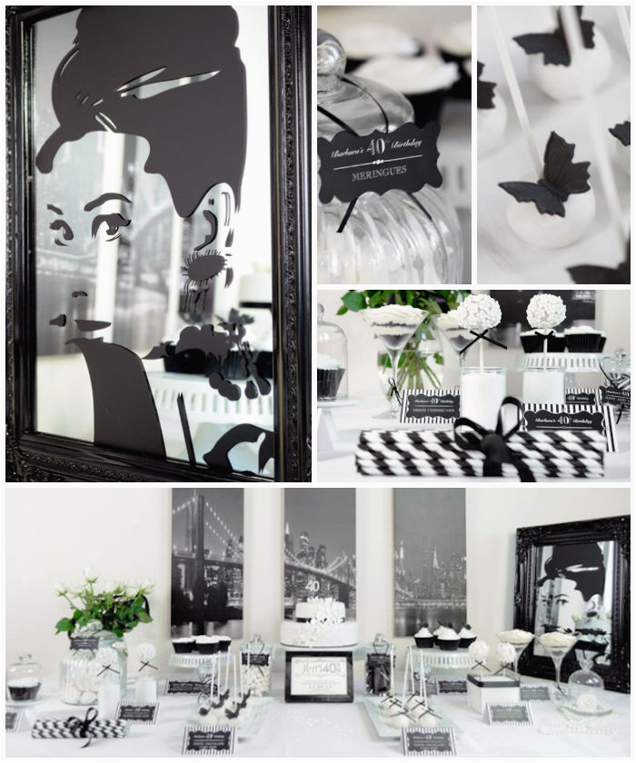 Black and White 40th Birthday Party Decorations Kara 39 S Party Ideas Stylish Black and White 40th Birthday