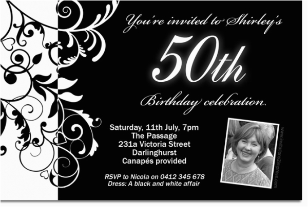 Black and White 50th Birthday Invitations Free Black and White Birthday Invitations Design Free