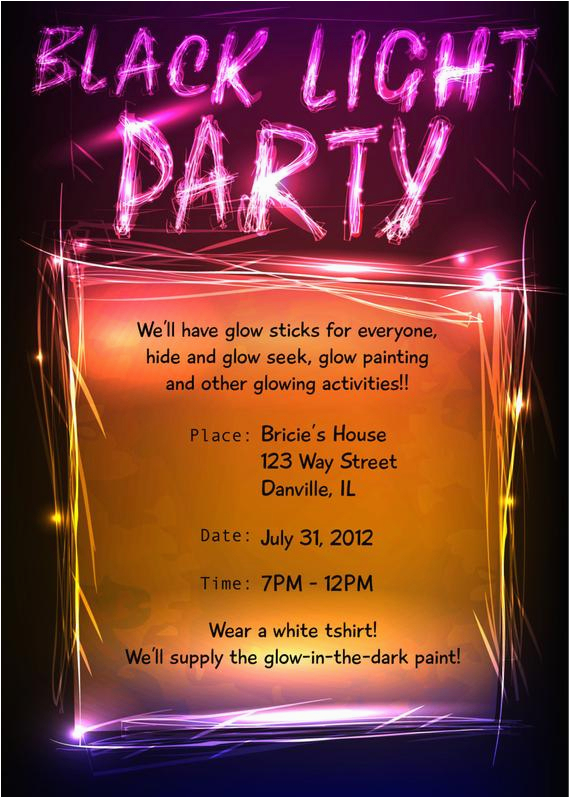 Black Light Birthday Party Invitations Unavailable Listing On Etsy