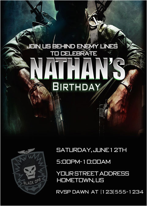 Black Ops Birthday Invitations Personalized Photo Invitations Cmartistry Personalized