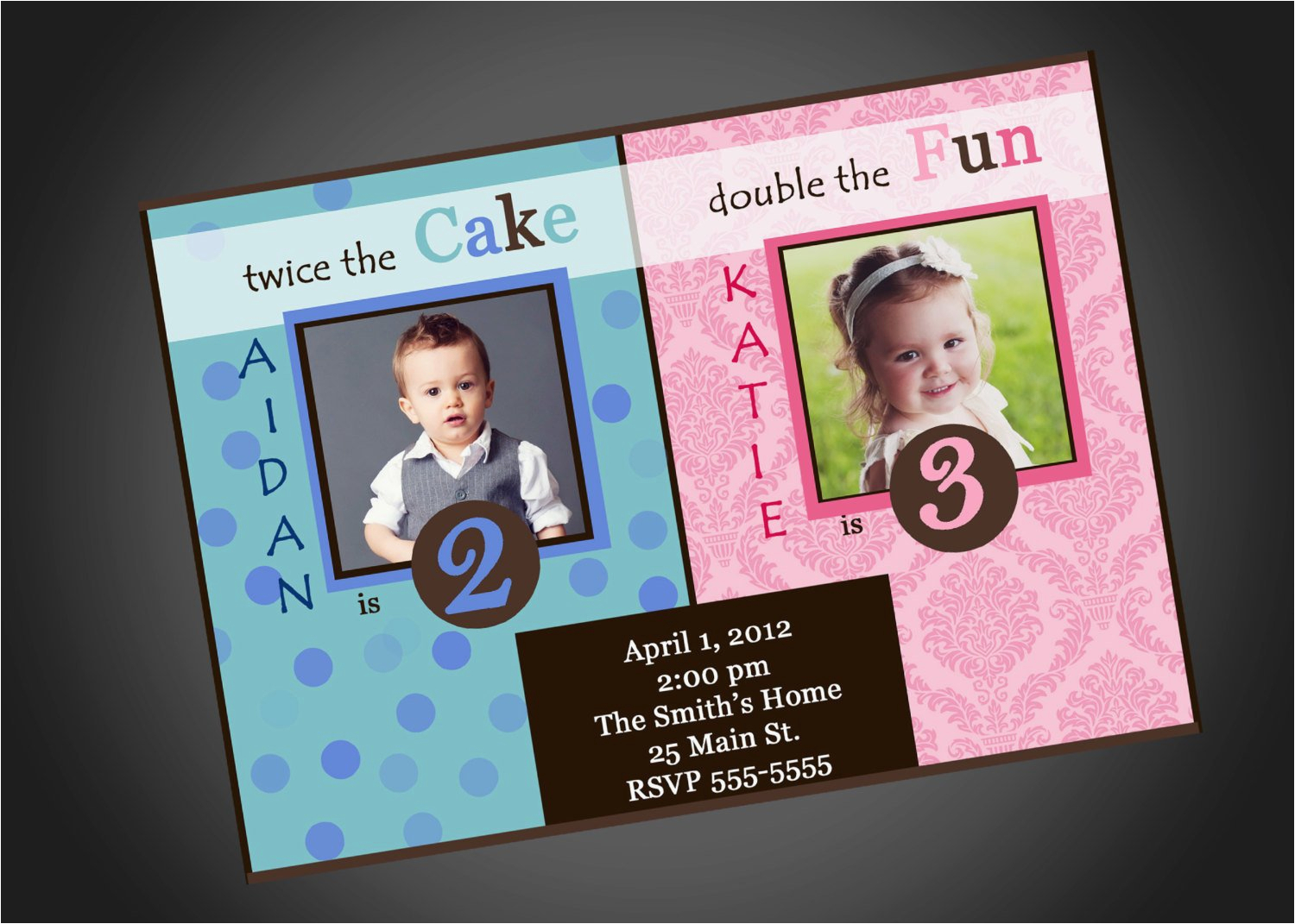Boy and Girl Joint Birthday Invitations Joint Party Girl Boy Birthday Invitation