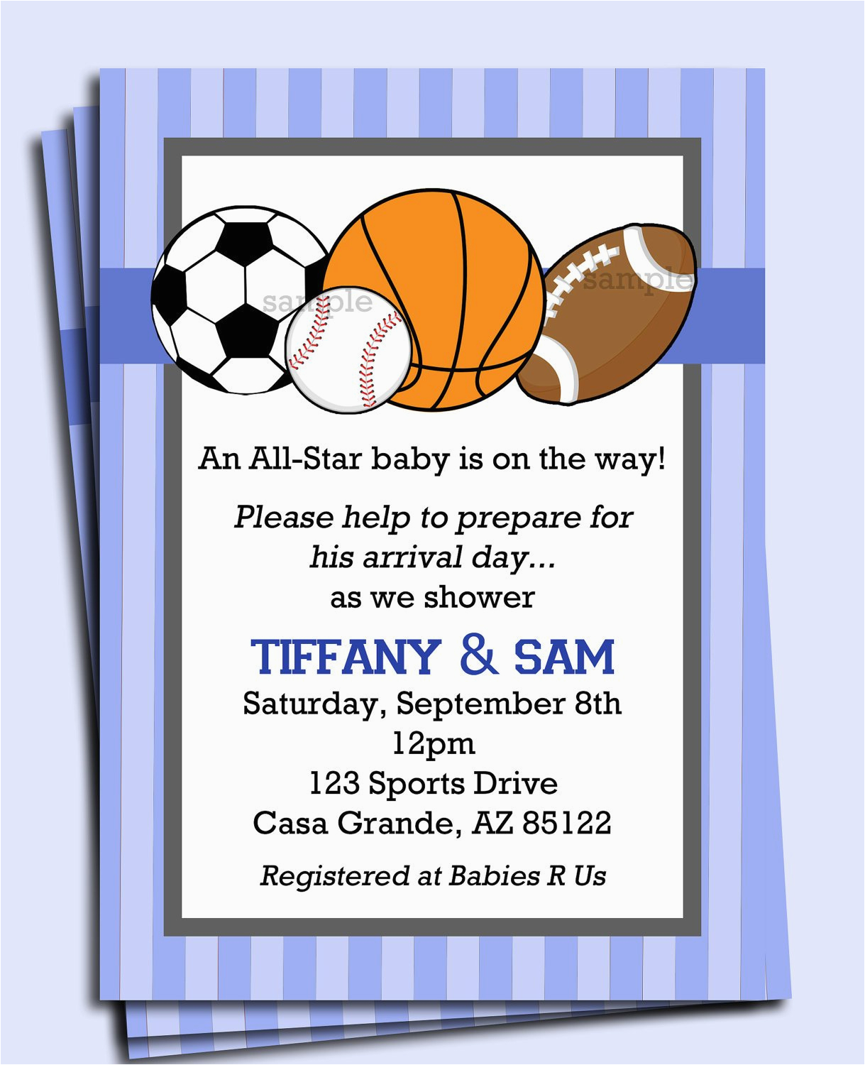 Boy Sports Birthday Invitations All Star Sports Invitation Printable or Printed with Free