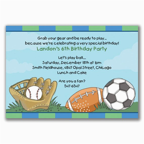 Boy Sports Birthday Invitations Items Similar to Sports Madness Invitations for Boys