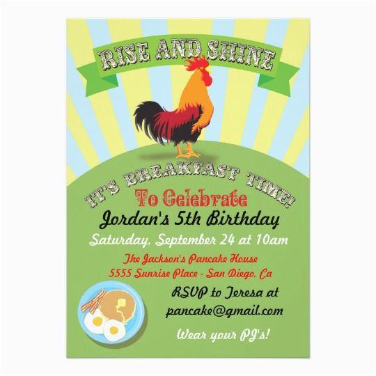 Breakfast Birthday Party Invitations Rise and Shine Breakfast Birthday Party Invitation
