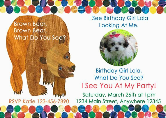 Brown Bear Brown Bear Birthday Party Invitations Brown Bear Birthday Party Invitation by Cutecreationsshoppe