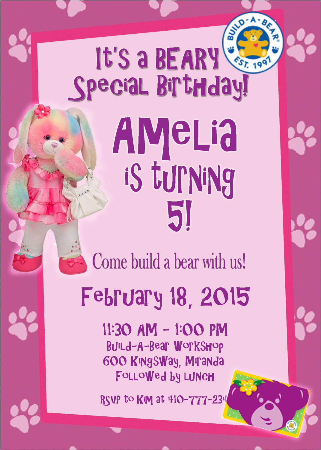 Build A Bear Birthday Party Invitations Personalized Customized Build A Bear Birthday Invitation