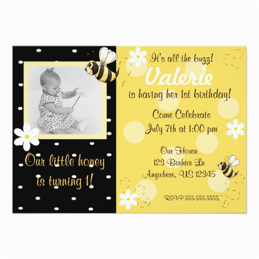 Bumble Bee 1st Birthday Invitations Bumble Bee Girls Birthday Invitation 13 Cm X 18 Cm