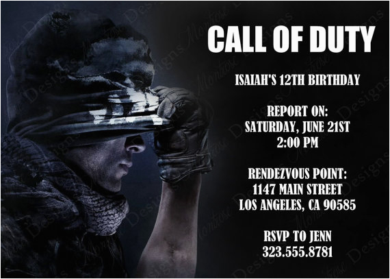 Call Of Duty Birthday Invitation Cards Call Of Duty Birthday Party theme Ideas Supplies