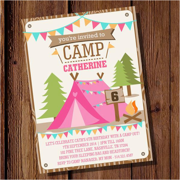 Camping Birthday Invites Backyard Camping Party Invitation for A Girl Summer Camping Birthday Invites Backyard Camping Party Invitation for A Girl Summer