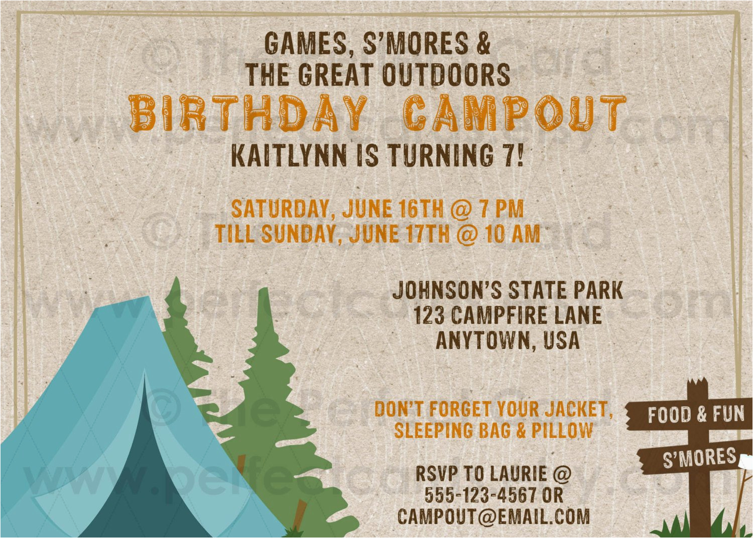 Campout Birthday Invitations Campout Camping Birthday Invitation