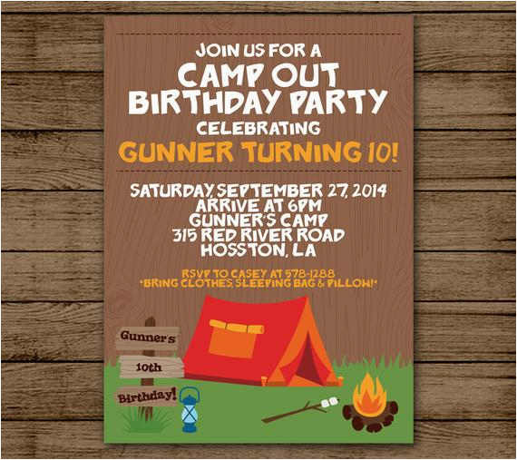 Campout Birthday Party Invitations Camp Out Birthday Invitation Camping Birthday Party