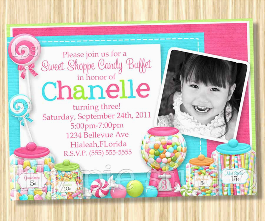 Candy Shoppe Birthday Invitations Sweet Shoppe Buffet Birthday Party Invitation Printable