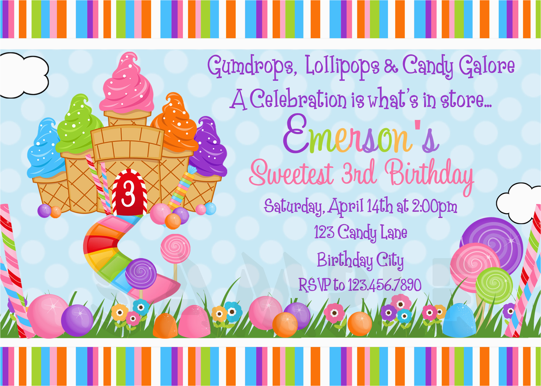 Candyland Birthday Invites Printable Birthday Invitations Girls Candyland Party